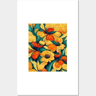 Flowers in the Style of Van Gogh #1 Posters and Art